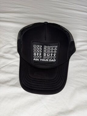 Black "Off Duty Ask Your Dad" Mesh Trucker Cap